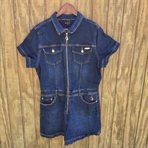 Baby Phat Y2K Vintage Dark Wash Denim Romper Womens Size 1X